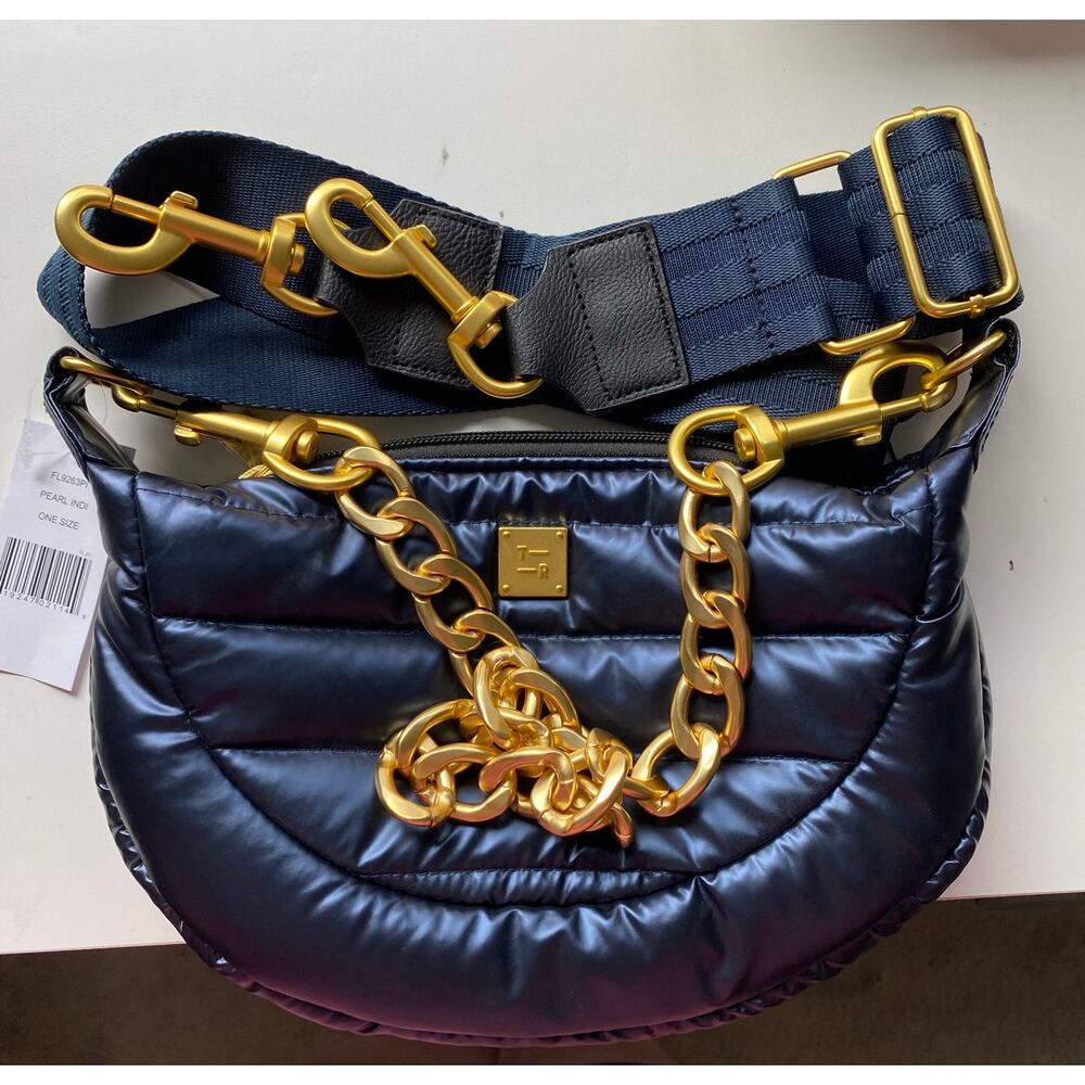 New Think Royln Pearl Indigo Quilted Crossbody Shoulder Bag NWT